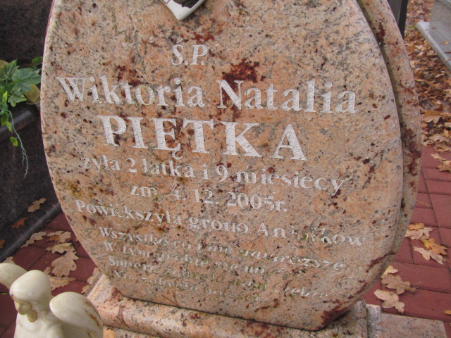 Wiktoria Natalia Piętka Cegłów - Grobonet - Wyszukiwarka osób pochowanych